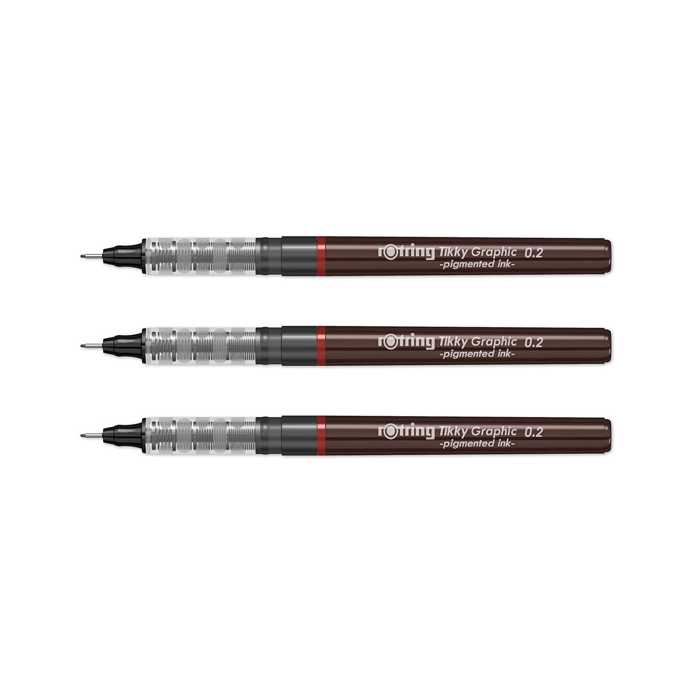 3 Rotring Tikky Graphic Fineliner Black – 0.2mm on a white background