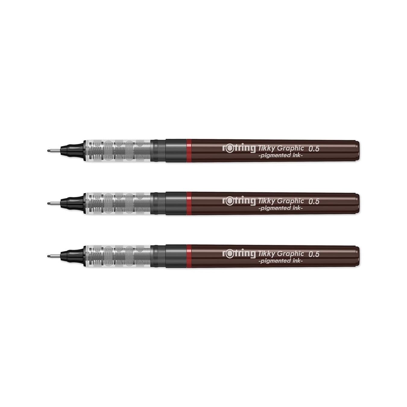 Rotring Tikky Graphic Fineliner Black – 0.5mm (Set of 3) on a white background