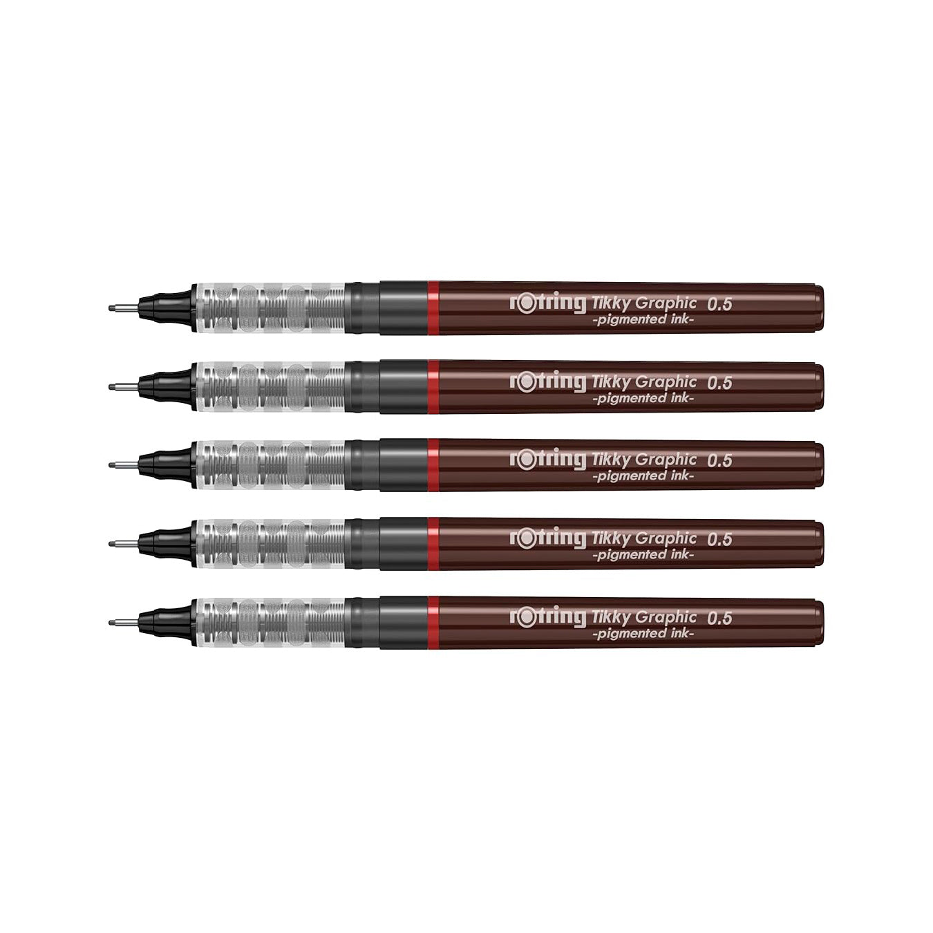 Rotring Tikky Graphic Fineliner 0.5mm – Set of 5 on a white background
