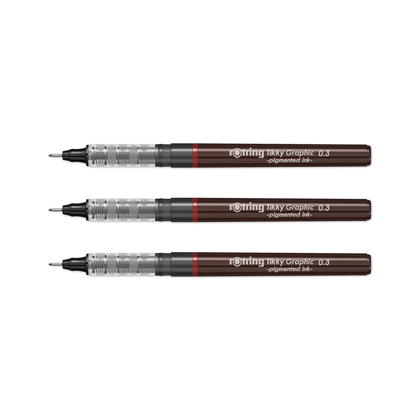 3 Rotring Tikky Graphic Fineliner Black – 0.3mm on a white background
