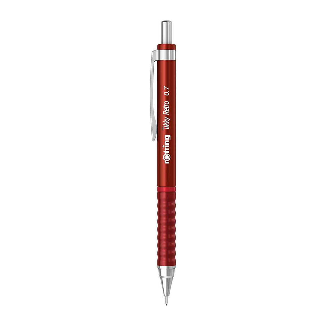 Rotring Tikky Retro 0.7mm Mechanical Pencil in Metallic Red on a white background
