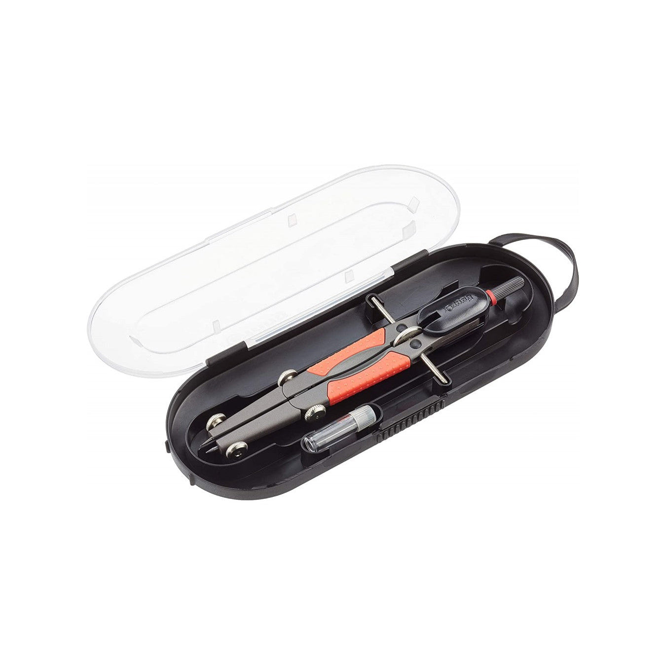 Rotring Compass Set Compact Rapid Adjustment Tool in a black case on a white background