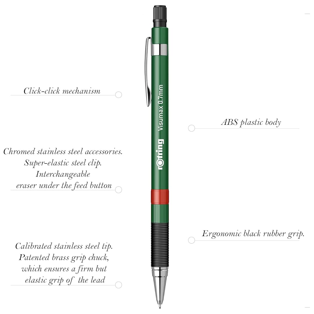 Rotring | Visumax | Mechanical Pencil | 0.7 mm | 2B Lead | Dark Green