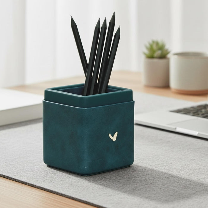 Unmet Desire Pen/Pencil Holder | Faux Leather | Square Small | Moderno | Blue