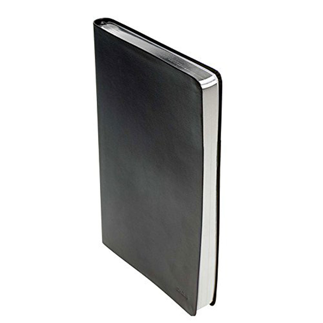 Scrikss | A5 Size | Blank Premium Notebook | Black Bonded Leather Soft Cover | 100 gsm | Ivory Paper