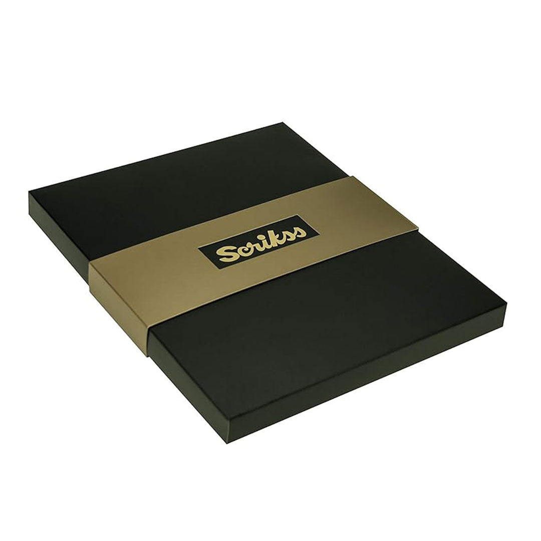 Scrikss | A5 Teramo Premium Notebook | 800 Rollerball Pen | Titanium Chrome | Gift Set | Black