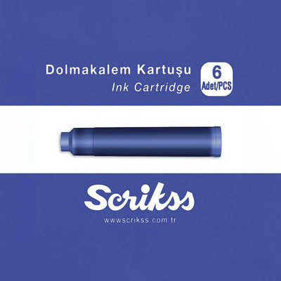 Scrikss Blue Ink Cartridges for Fountain Pens – Pack of 6