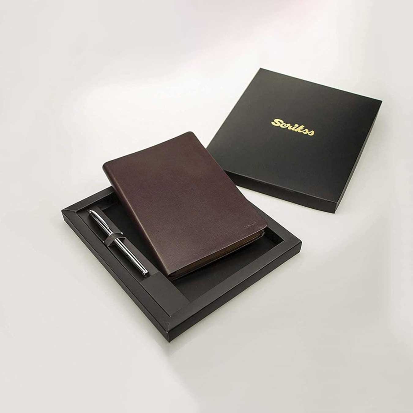 Scrikss Chester A5 Notebook and Rollerball Pen Set in Black