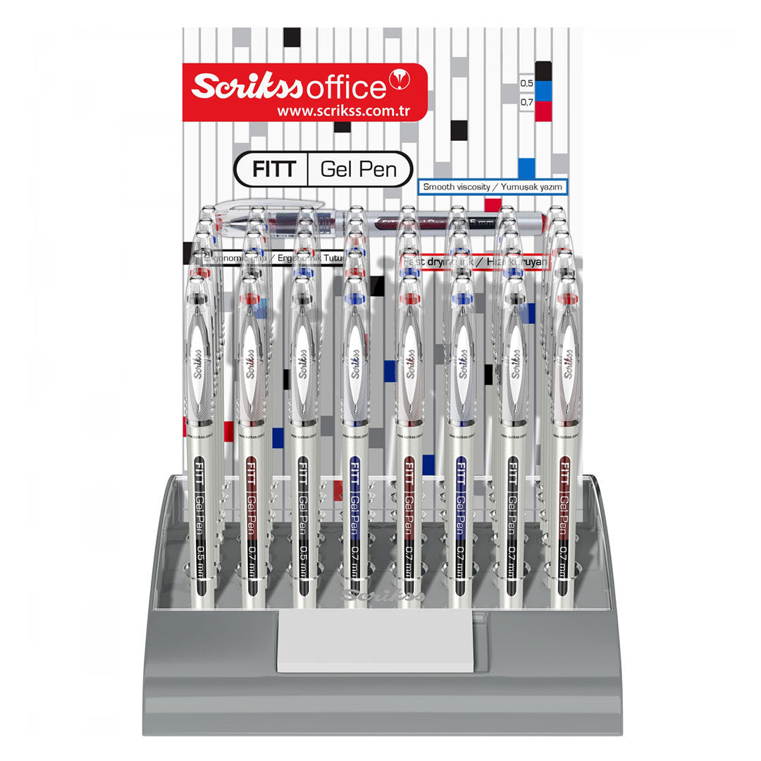 Scrikss | Fitt Gel Pen | Rollerball Pen 0.7 | Box Of 12 | Red