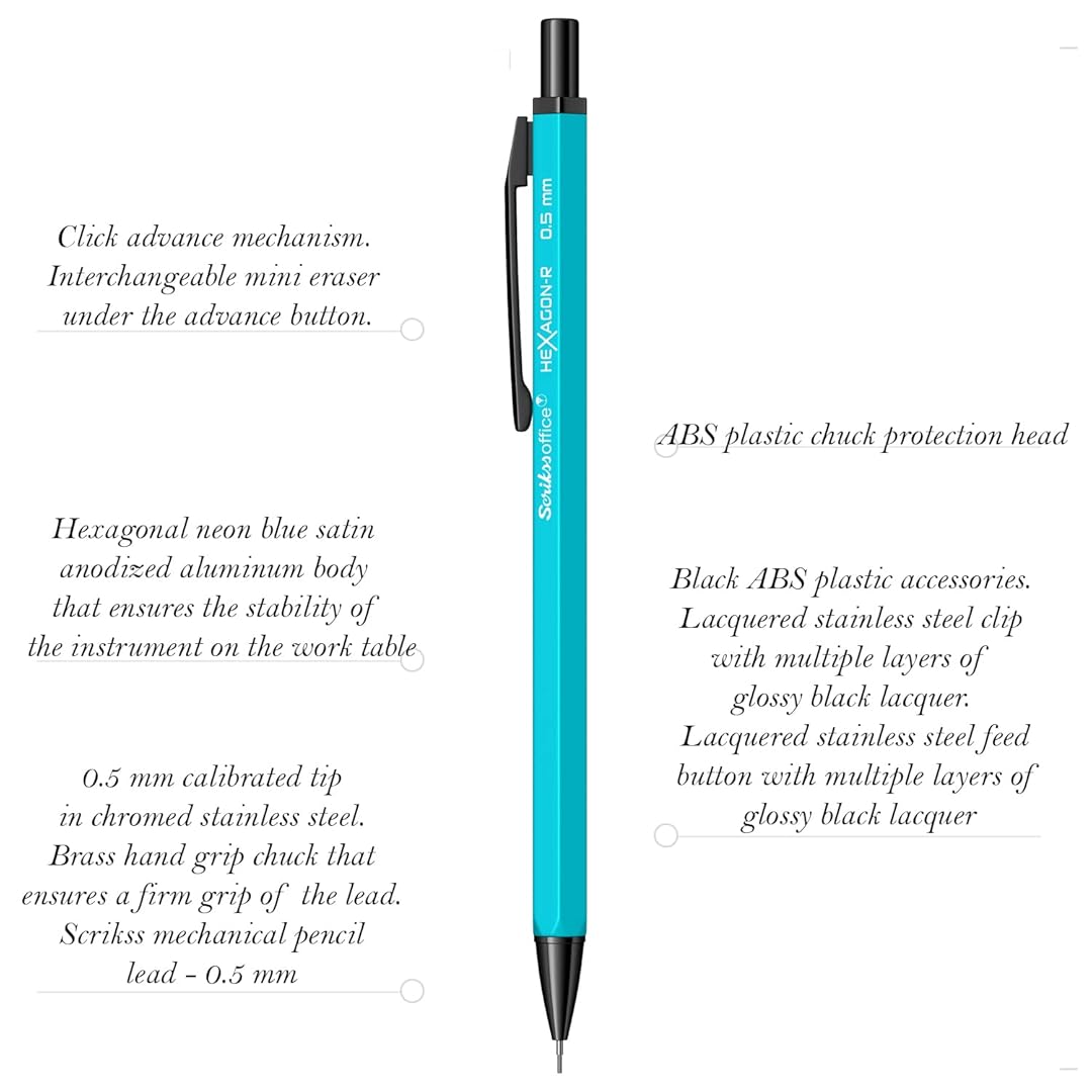 Scrikss | Hexagon-R | Mechanical Pencil | 0.5mm | Blue