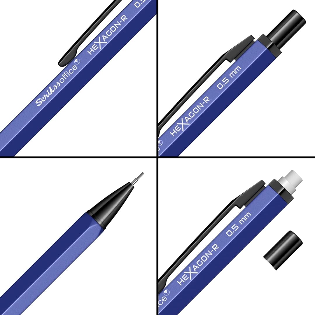 Scrikss | Hexagon-R | Mechanical Pencil | 0.5mm | Dark Blue