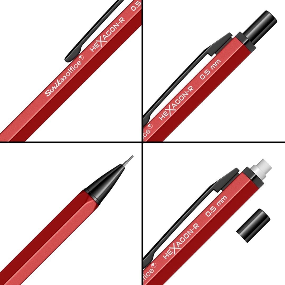 Scrikss | Hexagon-R | Mechanical Pencil | 0.5mm | Red