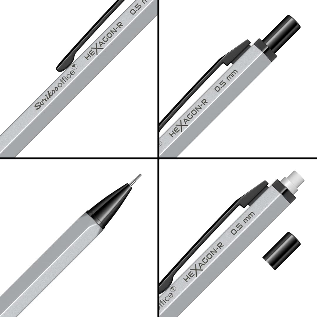 Scrikss | Hexagon-R | Mechanical Pencil | 0.5mm | Silver