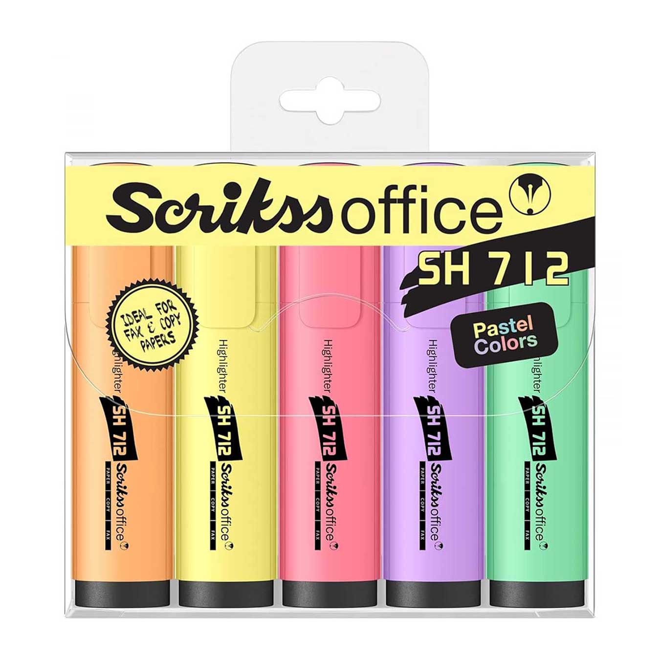 Scrikss Highlighter Pen Set – Chisel Tip, 5 Pastel Colors