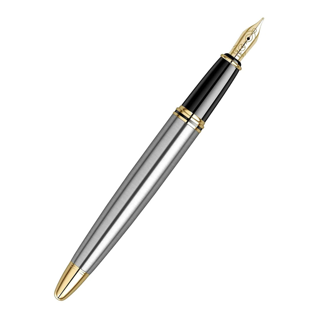 Scrikss Knight 88 Medium Nib Fountain Pen - Stainless Steel GT