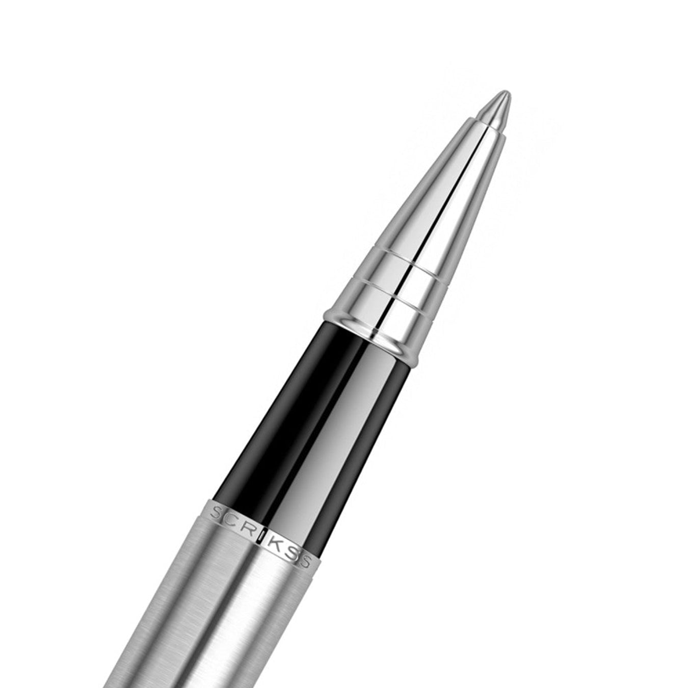 Scrikss Metropolis 78 Rollerball Pen in Chrome CT on a white background