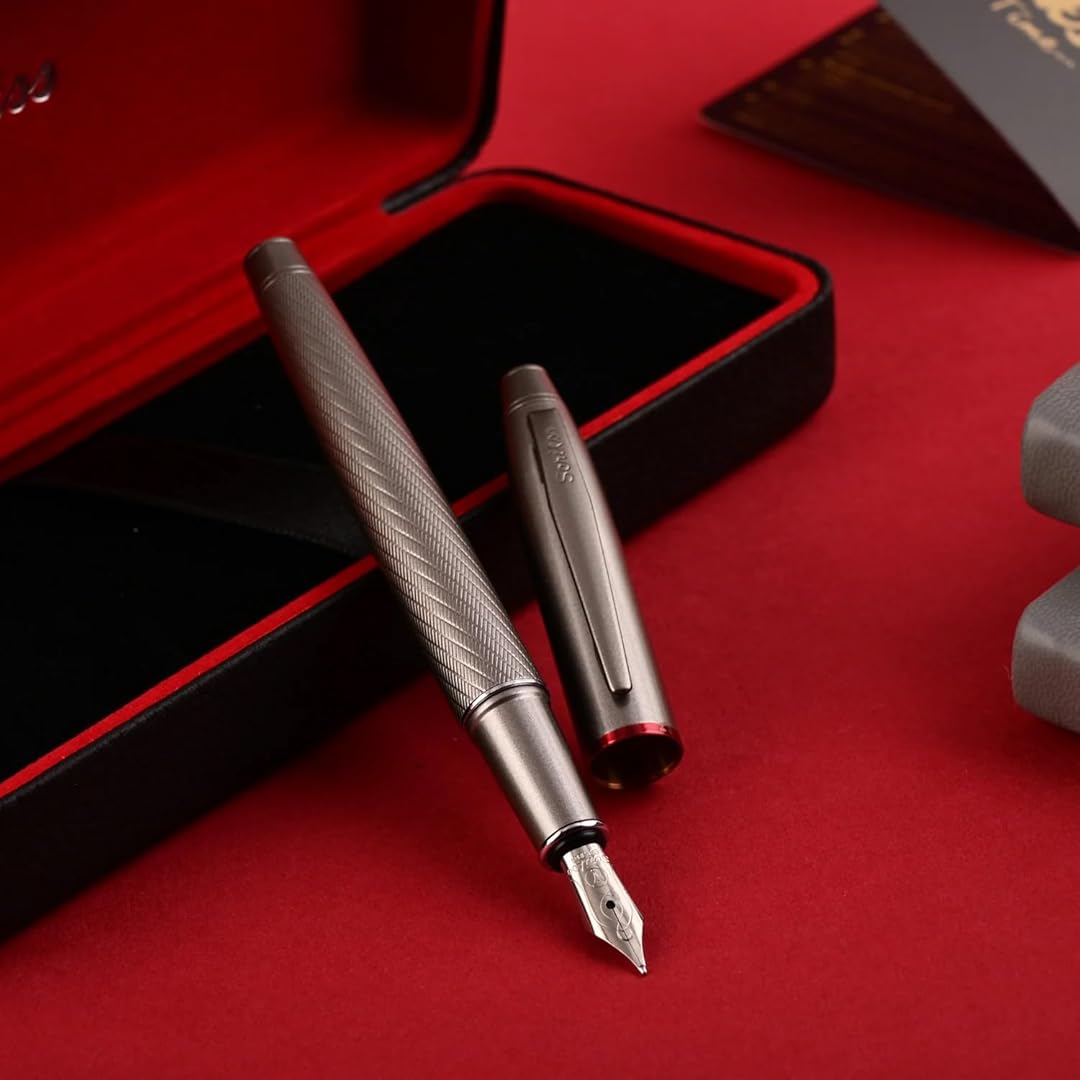 Scrikss | Noble 35 | Fountain Ink Pen | Medium Nib  | Matte Titanium