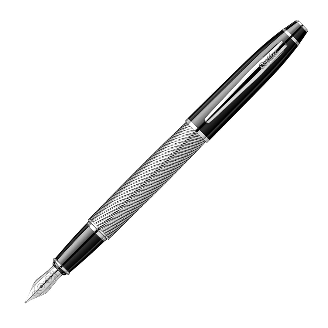 Scrikss Noble 35 Broad nib Spiral Black Chrome GT Fountain Pen
