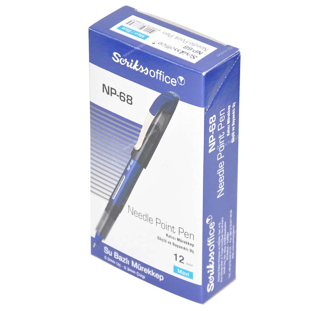 Scrikss | Np-68 | Needle Point Pen 0.5mm | Box Of 12 | Blue