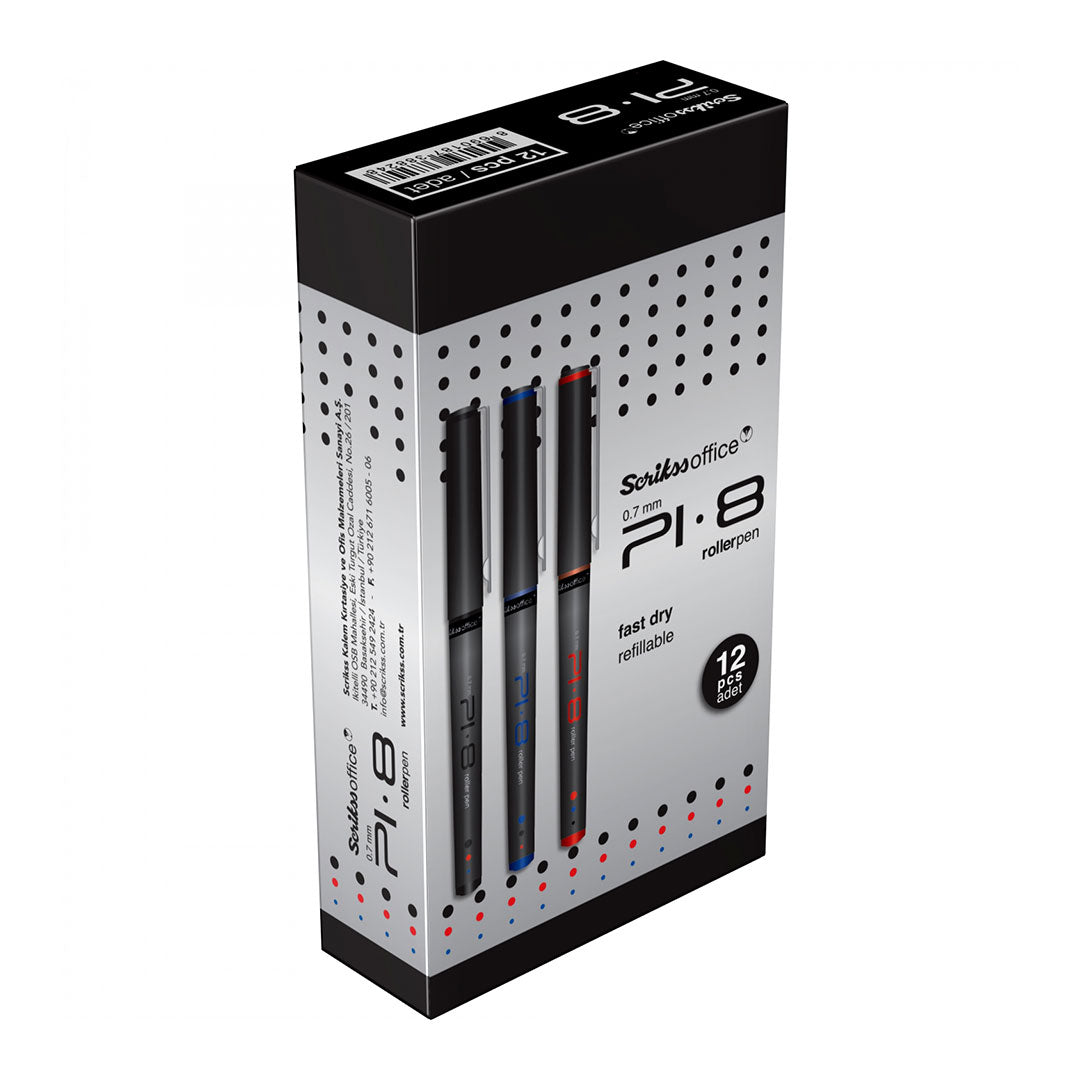 Scrikss PI-8 0.7mm Roller Pen | Black (12 PCS)