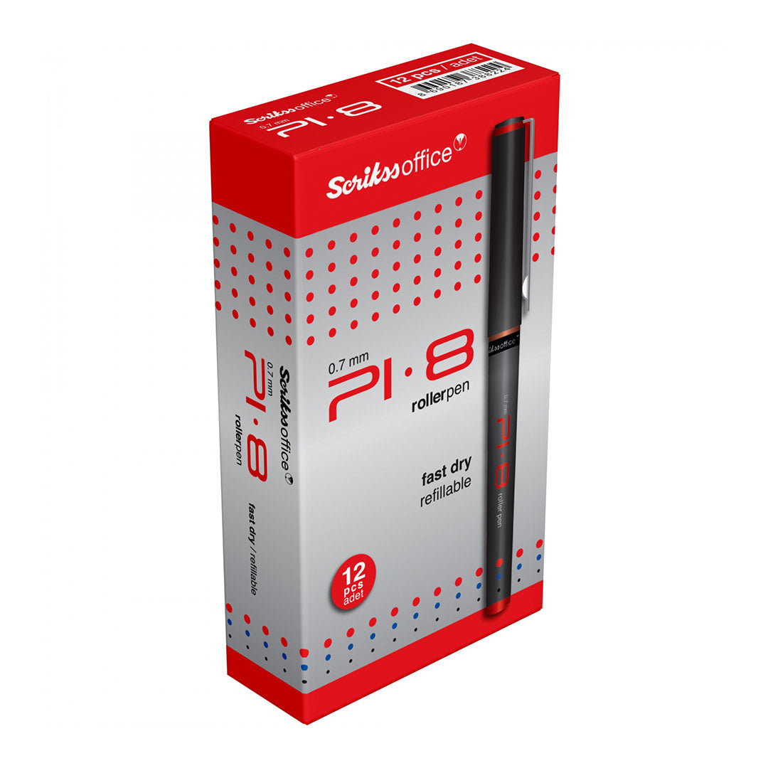 Scrikss PI-8 0.7mm Roller Pen | Red (12 PCS)