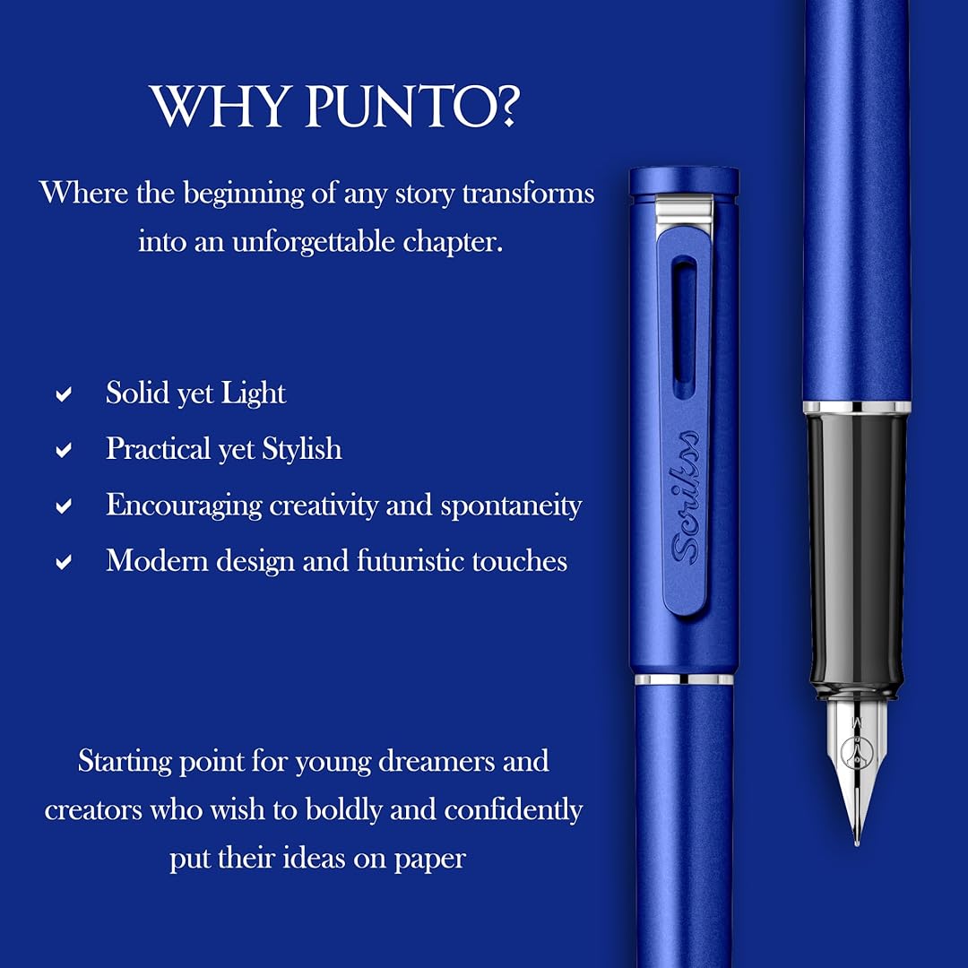 Scrikss Punto Medium Nib Fountain Pen - Blue