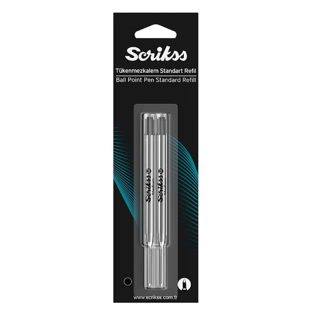 Scrikss |Standard Ball Point Refill | Black Ink | Pack Of 2