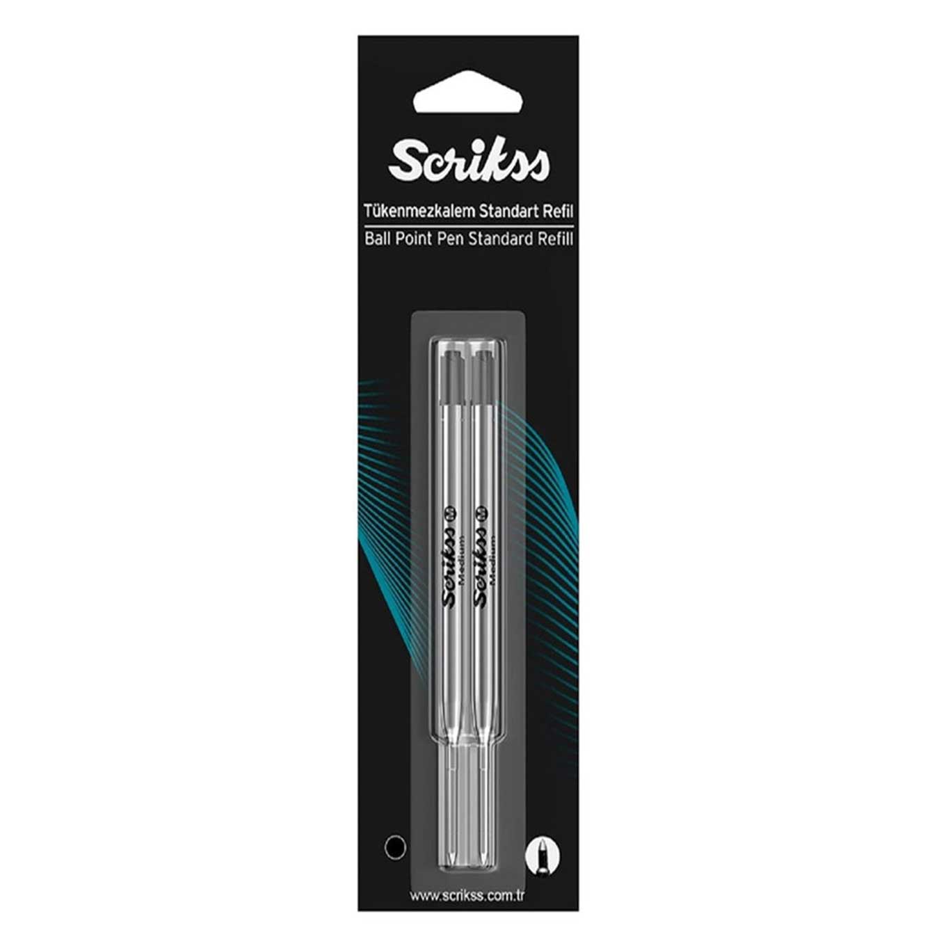 Scrikss ballpoint pen refill packaging on a white background