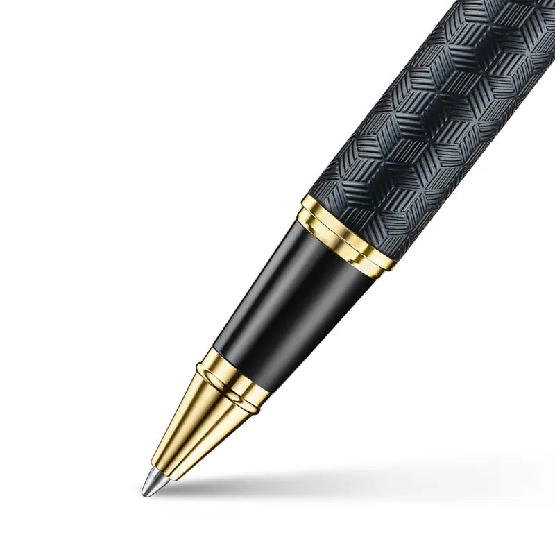 Sheaffer 300 9347 Engraved Black with Chrome Cap and Gold Trims Rollerball Pen