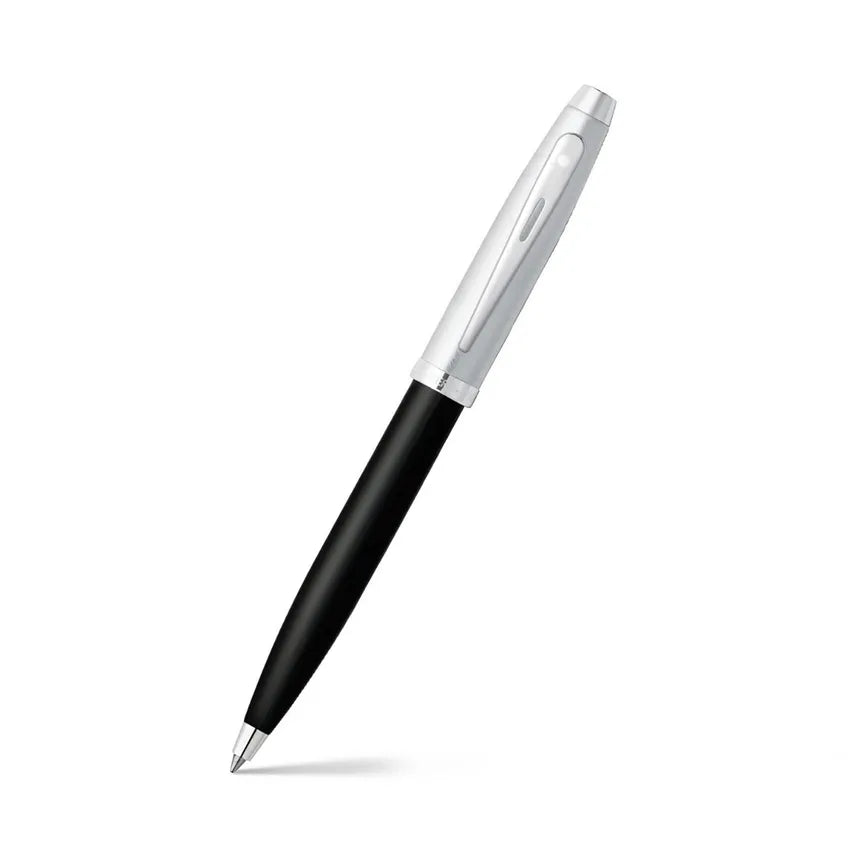 Sheaffer 100 9313  Black And Brushed Chrome With Chrome Plated Trim Ballpoint Pen