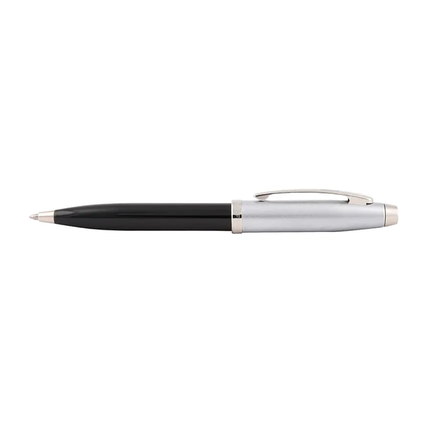 Sheaffer 100 9313  Black And Brushed Chrome With Chrome Plated Trim Ballpoint Pen