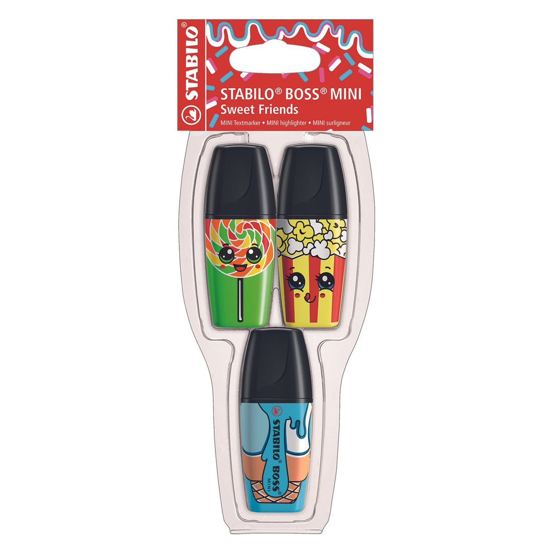 Stabilo | Boss | Mini Highlighter Pen Sweet Friends | 3 Pcs Of Yellow-Pink-Orange