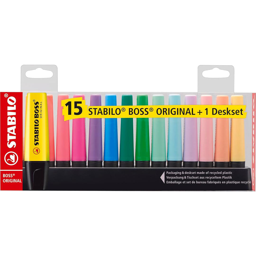 Stabilo | Boss Original | Multicolored | Pack of 15 | Higlighter Pen
