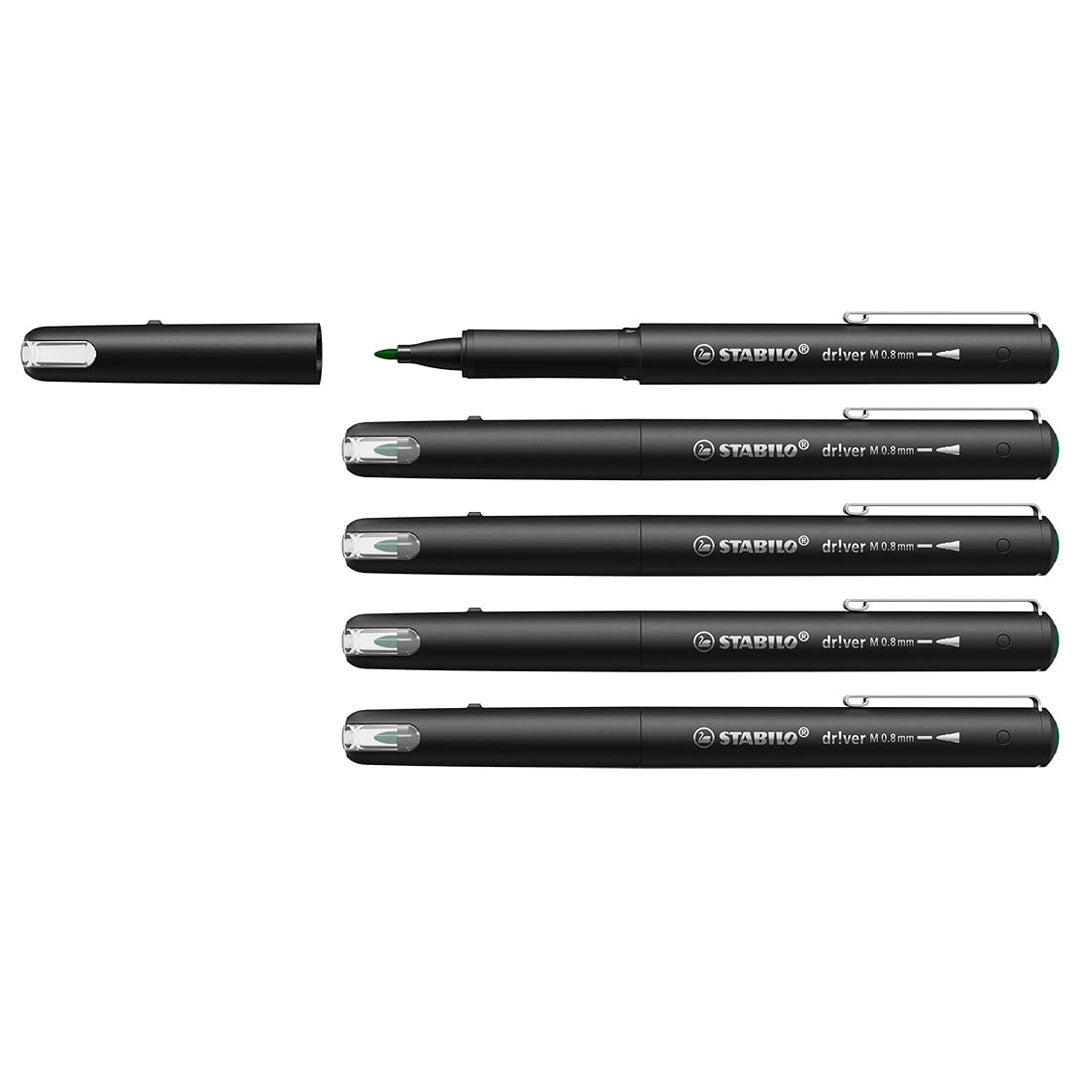 Stabilo | dr!ver Series | Premium Fineliner | Medium | Pack of 5 | Green