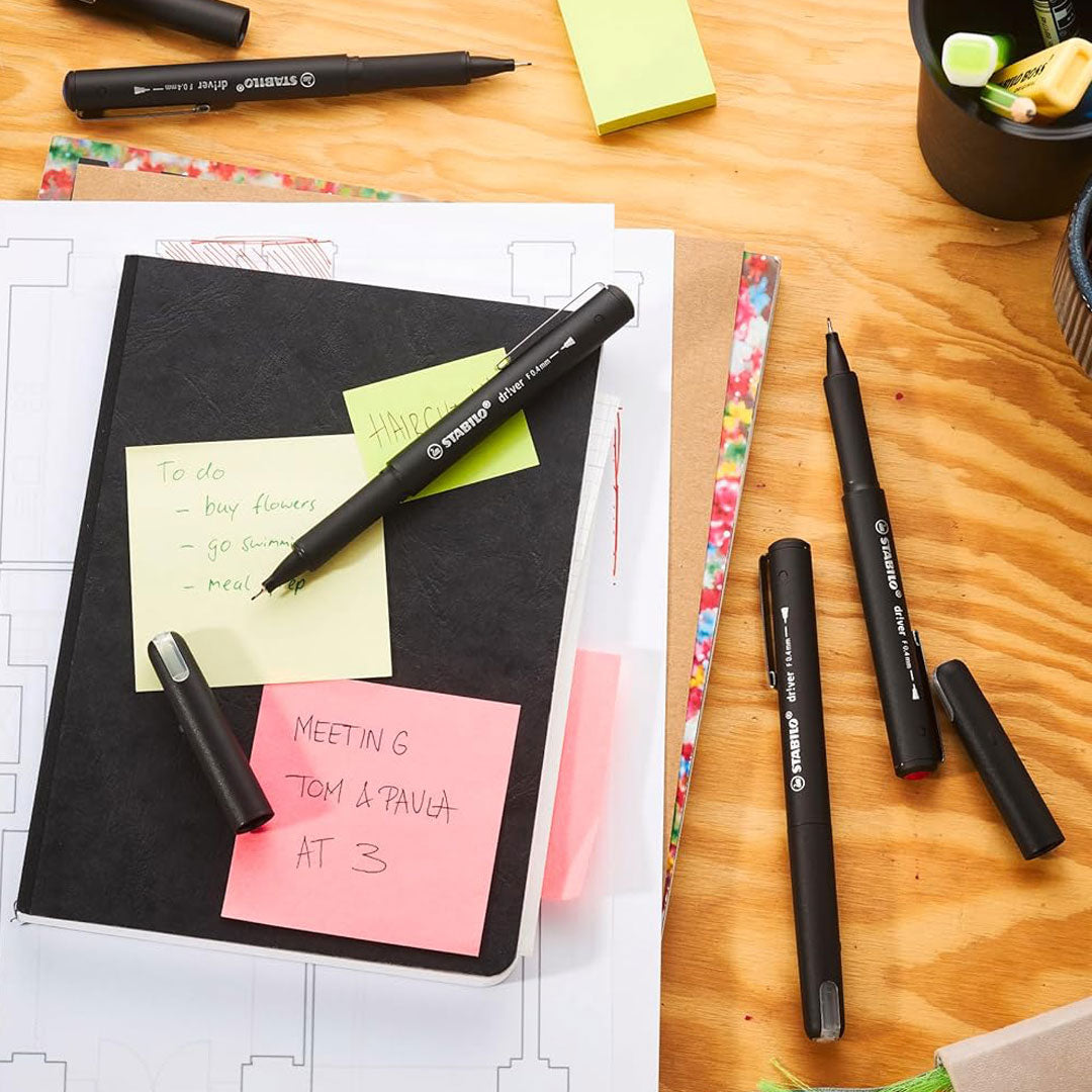 Stabilo | dr!ver Series | Premium Fineliner | Pack of 5 | Black