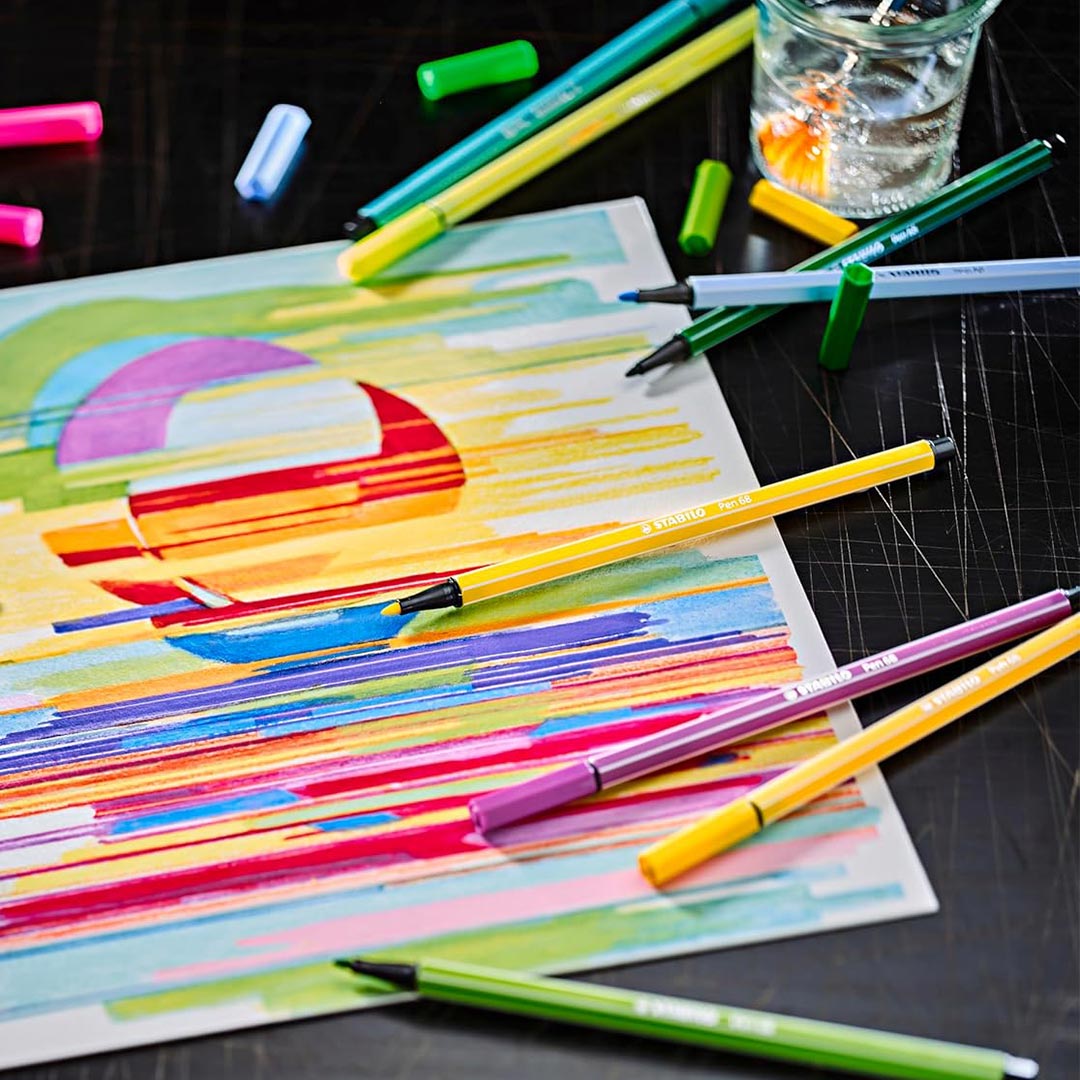 Stabilo | Pen 68 Arty | Premium Fibre-tip Pen | Pack Of 12 | Assorted Colours