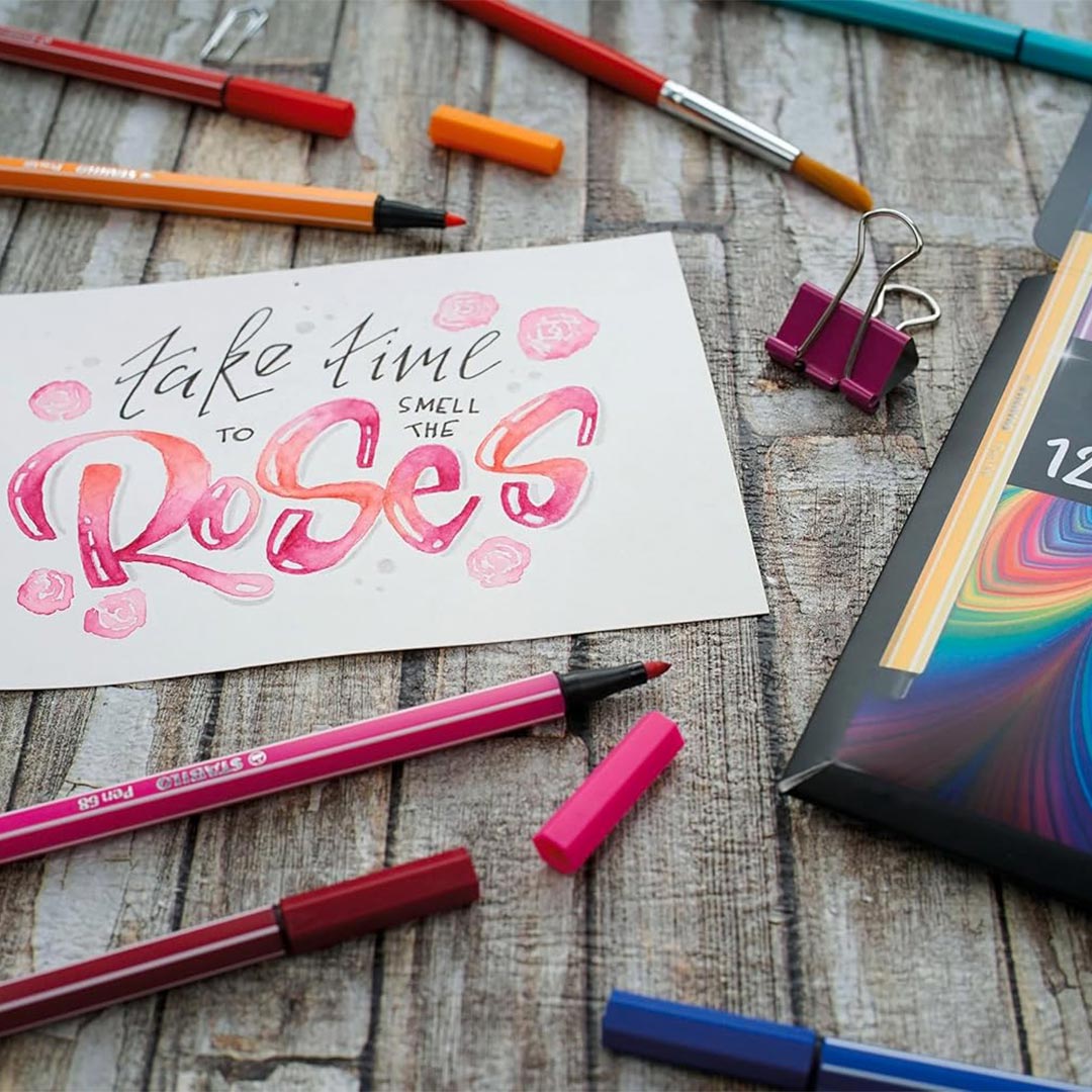 Stabilo | Pen 68 Arty | Premium Fibre-tip Pen | Pack Of 12 | Assorted Colours