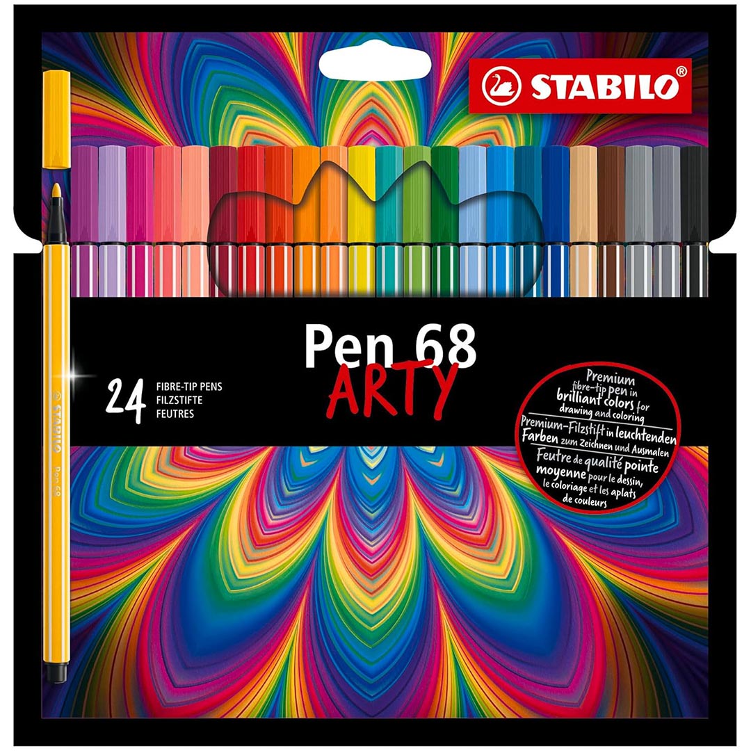 Stabilo | Pen 68 | Felt Tip | Wallet of 24 | Assorted Colours
