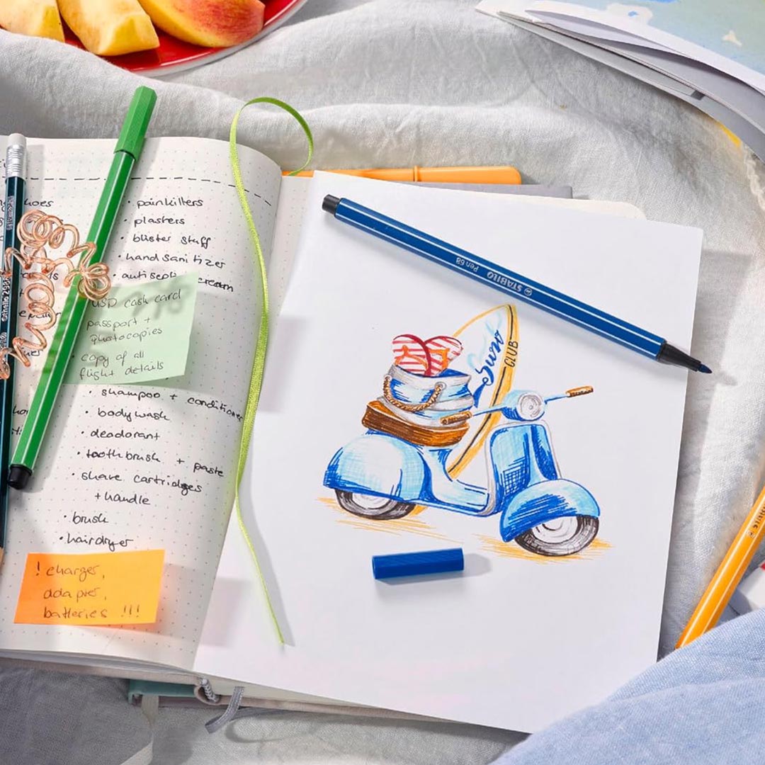 Stabilo | Pen 68 | Felt Tip | Wallet of 24 | Assorted Colours