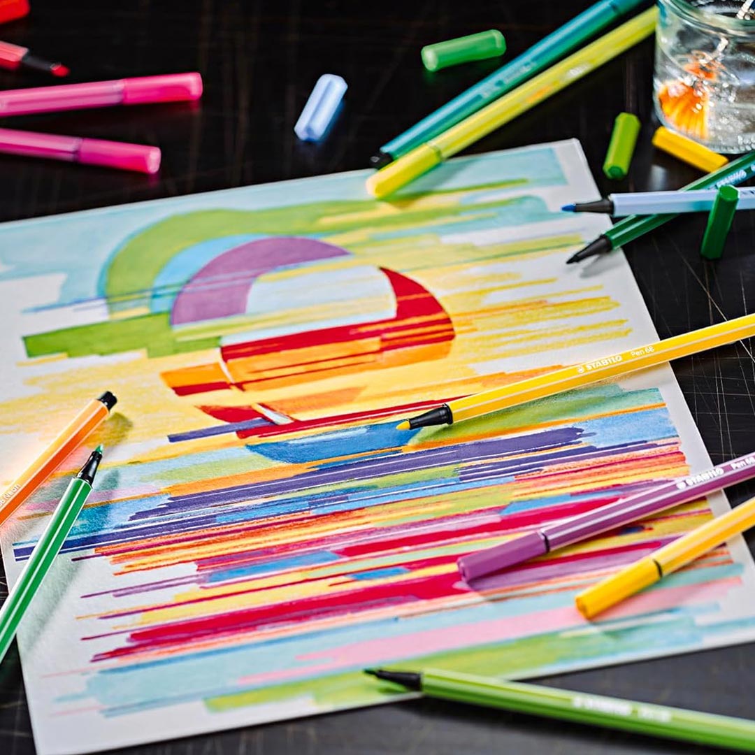 Stabilo | Pen 68 | Felt Tip | Wallet of 24 | Assorted Colours