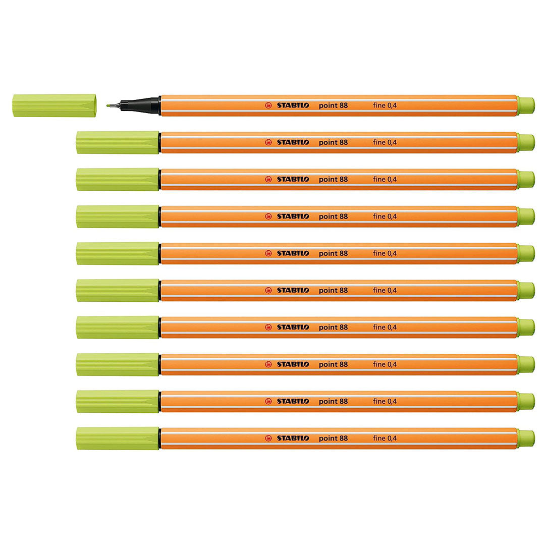 Stabilo | Point 88 | Fineliner | Lime Green | Pack Of 10