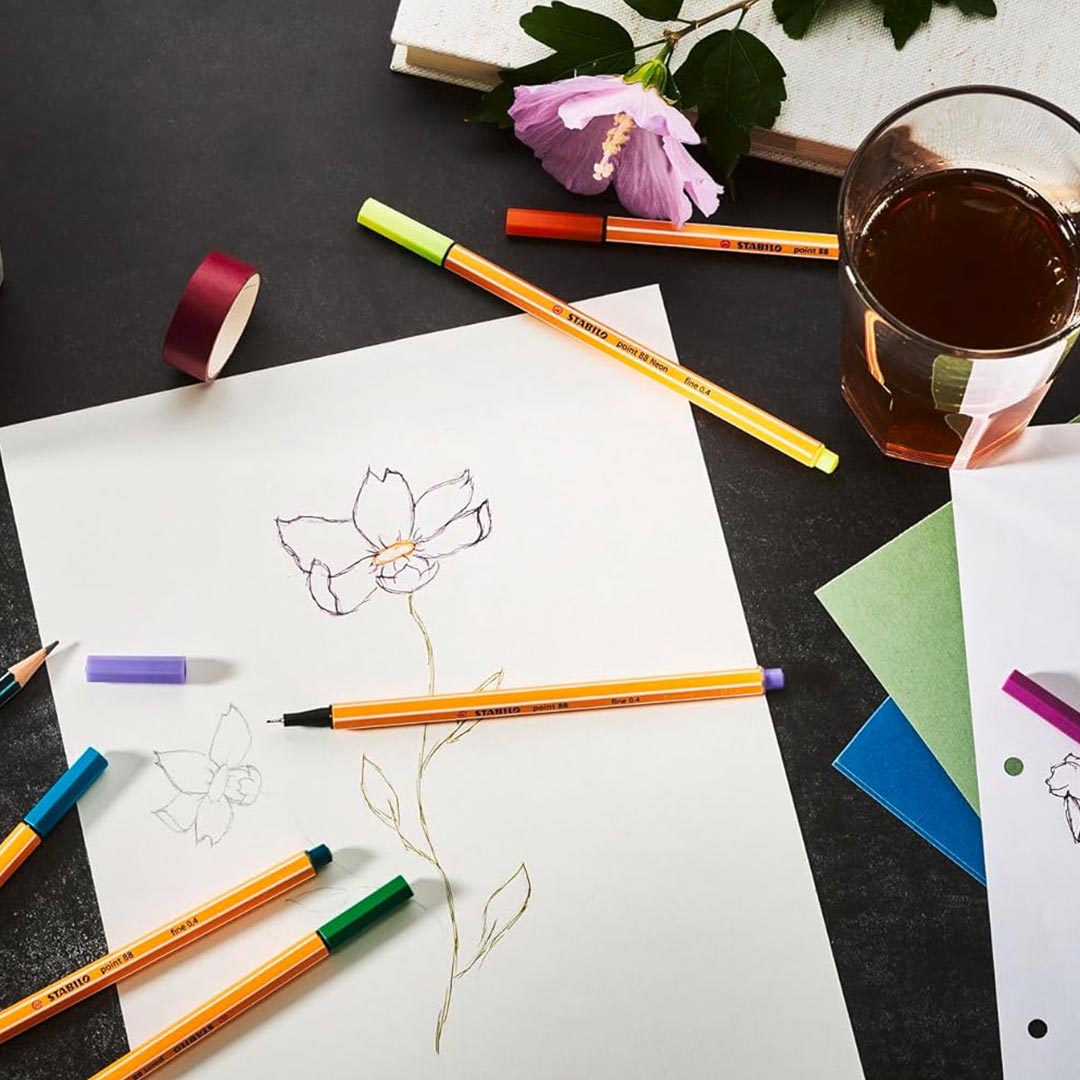 Stabilo | Point 88 | Fineliner | Wallet of 24 | Assorted Colours | Multicolor