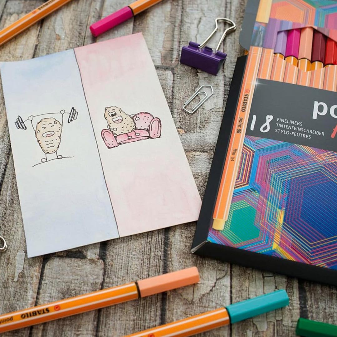 Stabilo | Point 88 | Fineliner | Wallet of 24 | Assorted Colours | Multicolor