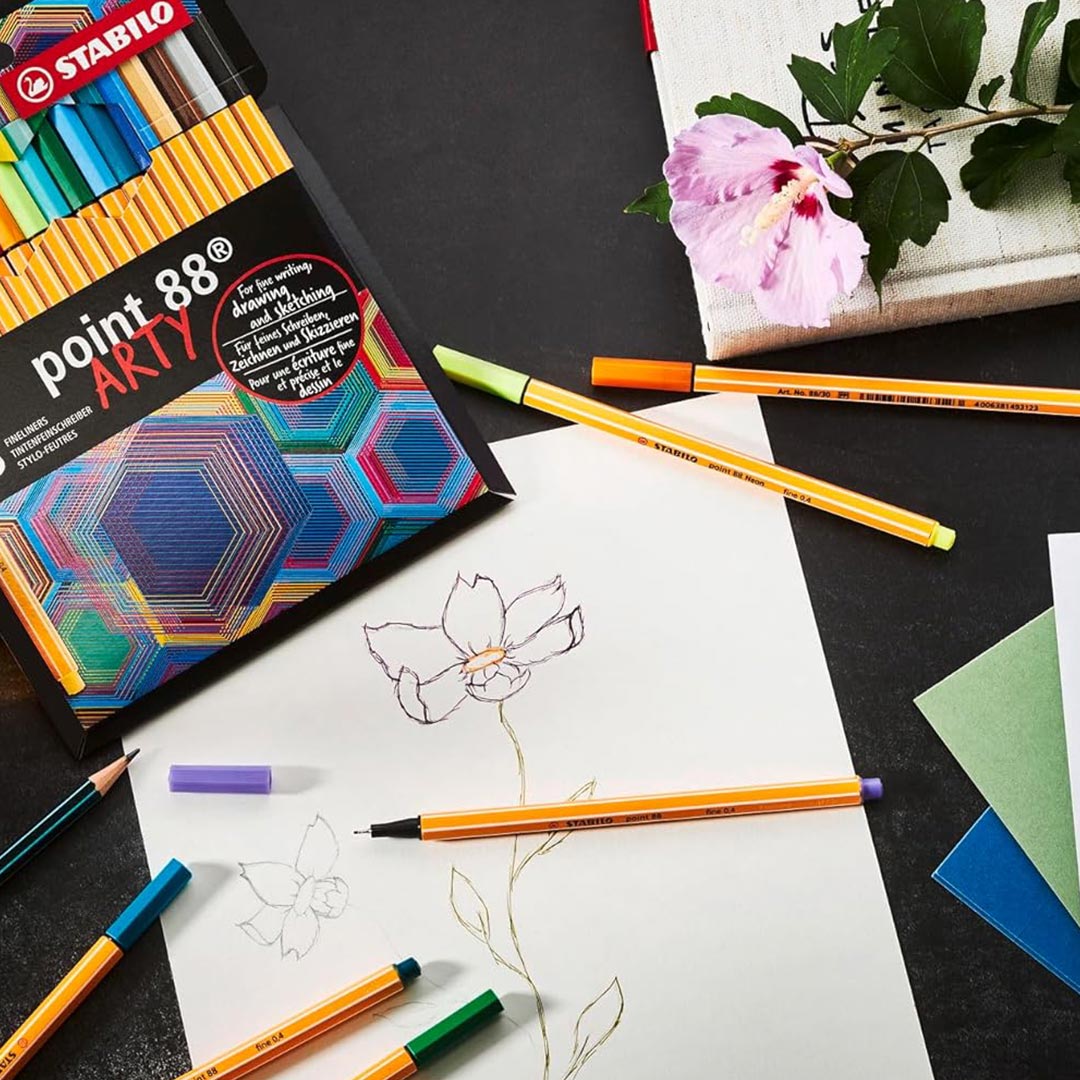 Stabilo | Point 88 | Fineliner | Wallet of 24 | Assorted Colours | Multicolor