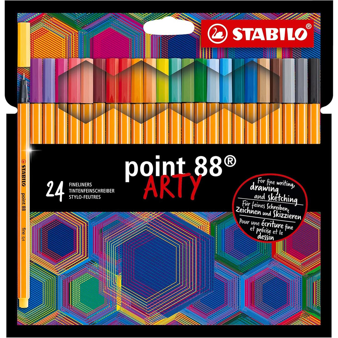 Stabilo | Point 88 | Fineliner | Wallet of 24 | Assorted Colours | Multicolor