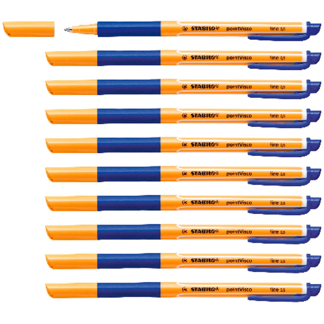 Stabilo | Point Visco | Blue | Pack Of 10 | Roller Ball Point Pen