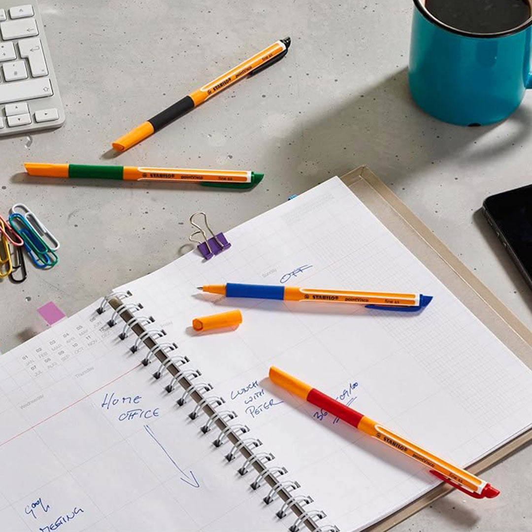 Stabilo | Point Visco | Blue | Pack Of 10 | Roller Ball Point Pen