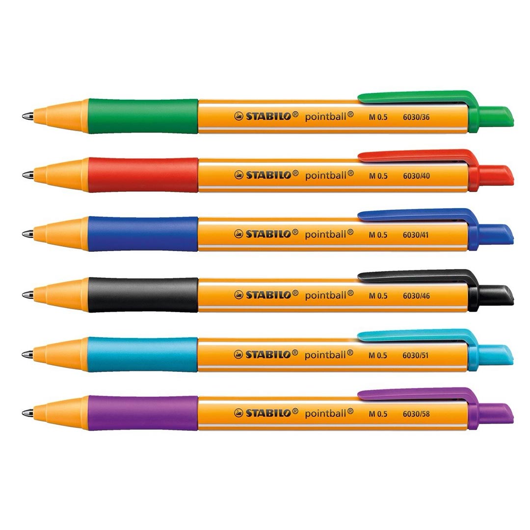Stabilo | Pointball | Ballpoint Pen | Multicolored | Pack Of 6