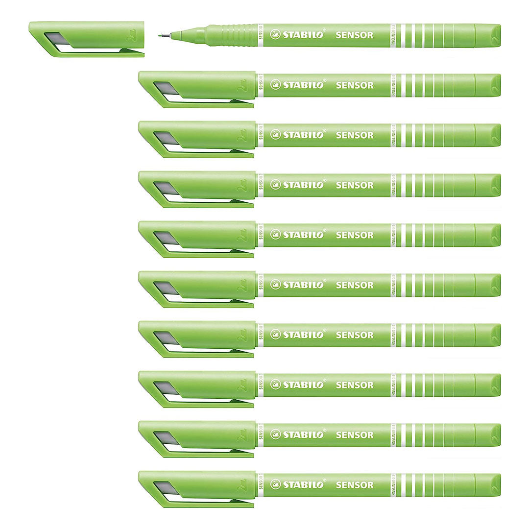 Stabilo | Sensor Fineliner | Fine Tip | Light Green | Pack Of 10