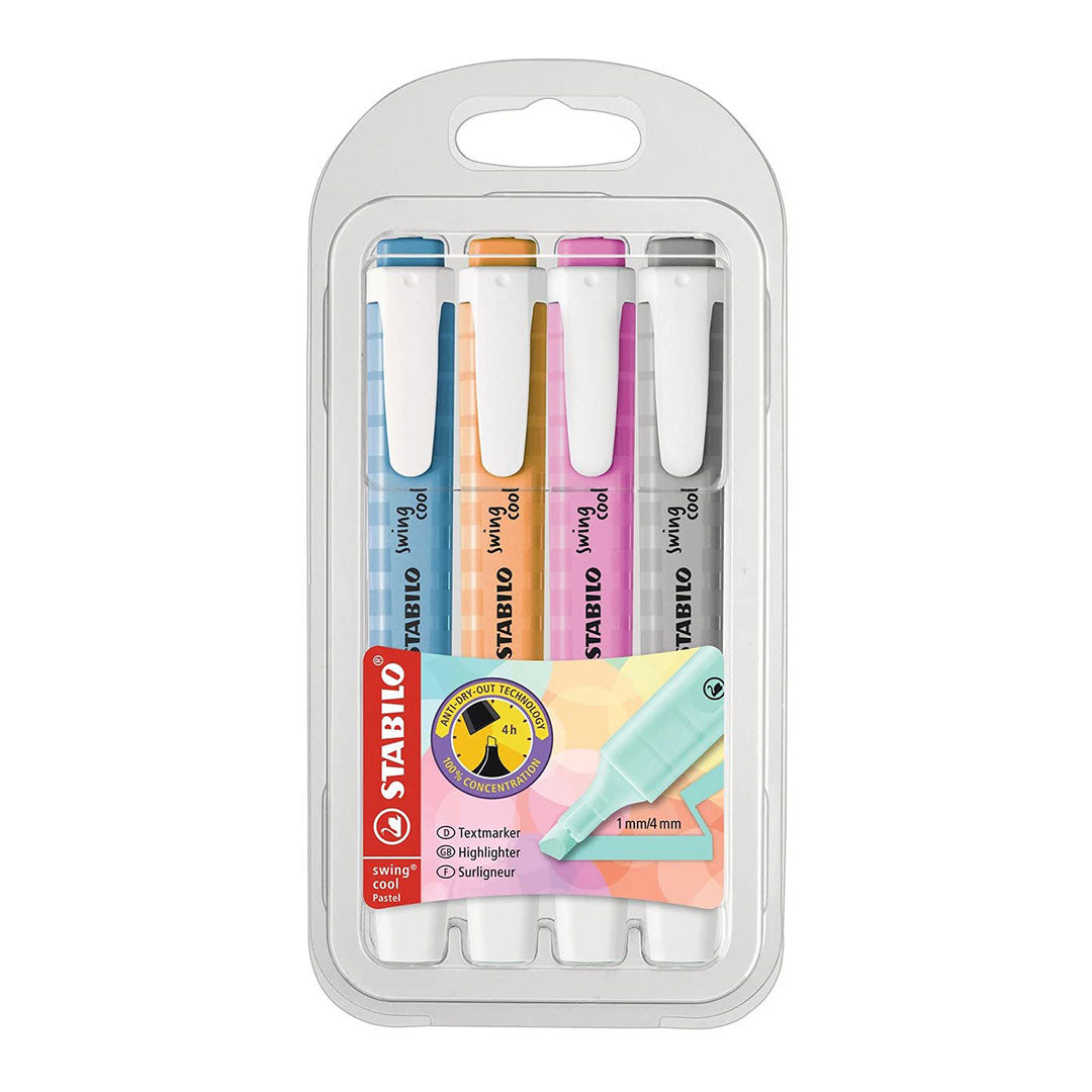 Stabilo | Swing Cool | Fluorescent/Pastel | Pack Of 4Pcs | Highlighter Pen